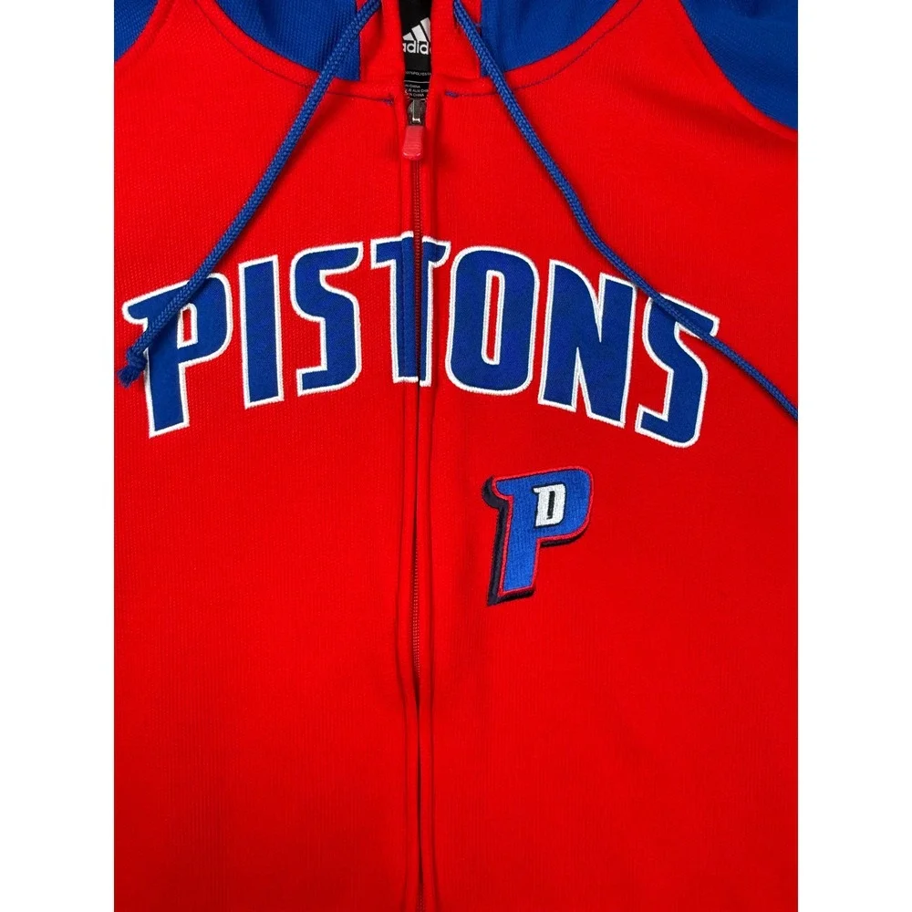 Adidas Detroit Pistons Full Zip Hoodie Mens XL Blue Red NBA Basketball 8969A 07